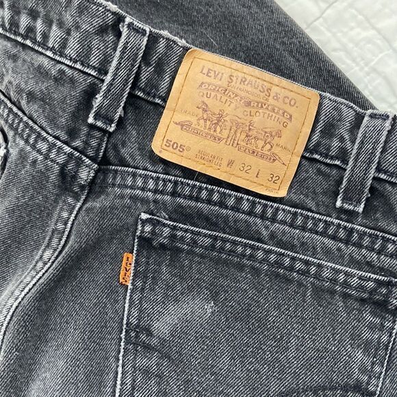 Vintage 505 Black Distressed Orange Tab Levi’s - Picture 2 of 9